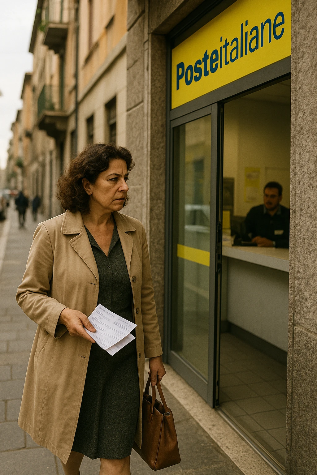 Donna che va a pagare le bollette, in italiano emoji