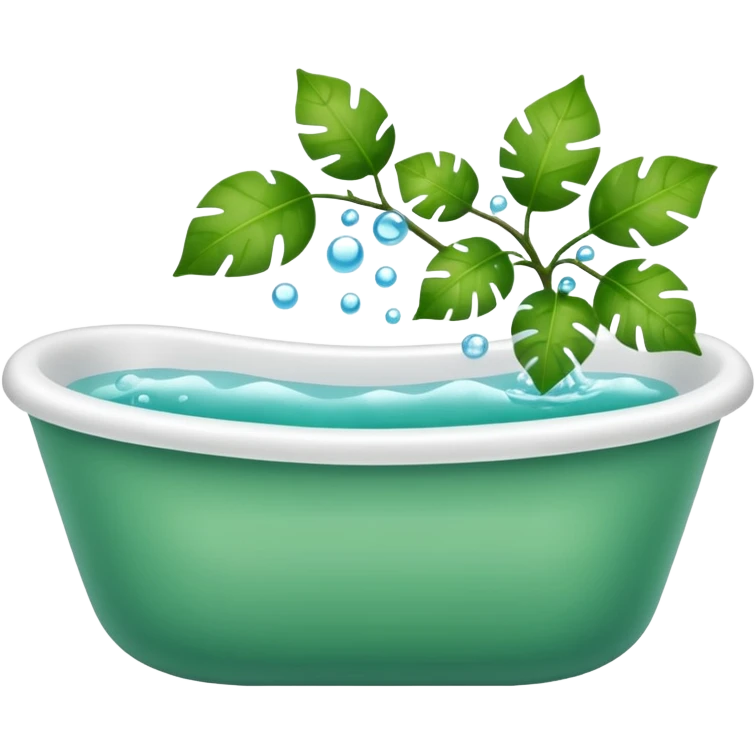Bathtub with leaves for bubbles emoji