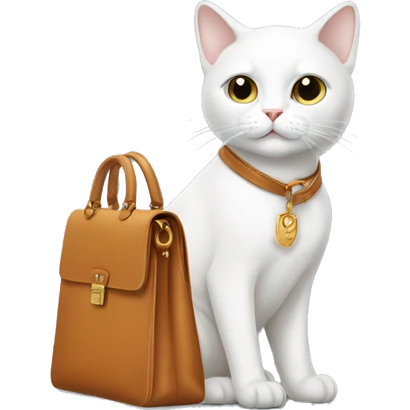 White cat with Hermes bag emoji