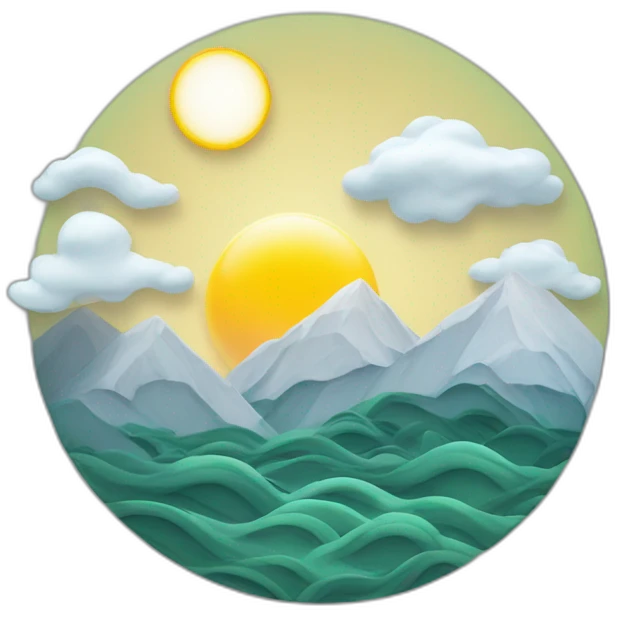 mountain-pine-waves-clouds-sun-moon emoji