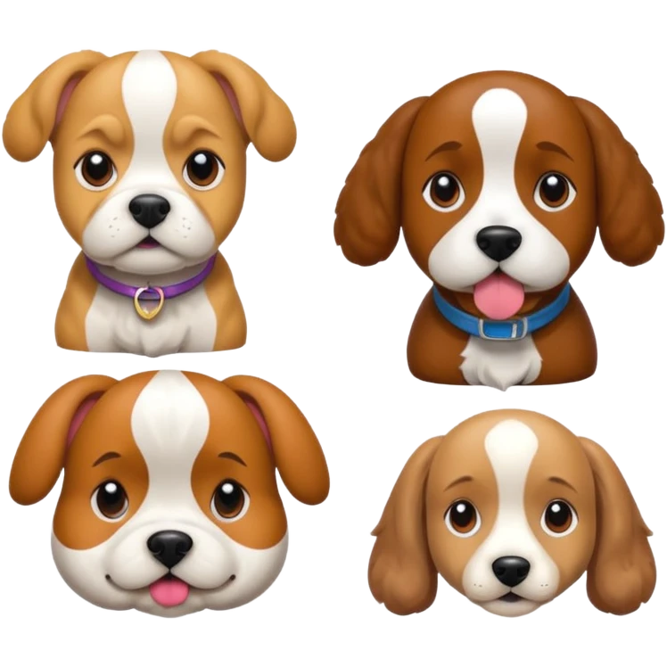 1 bulldog, 1 poodle, 1 husky, 1 dachshund emoji