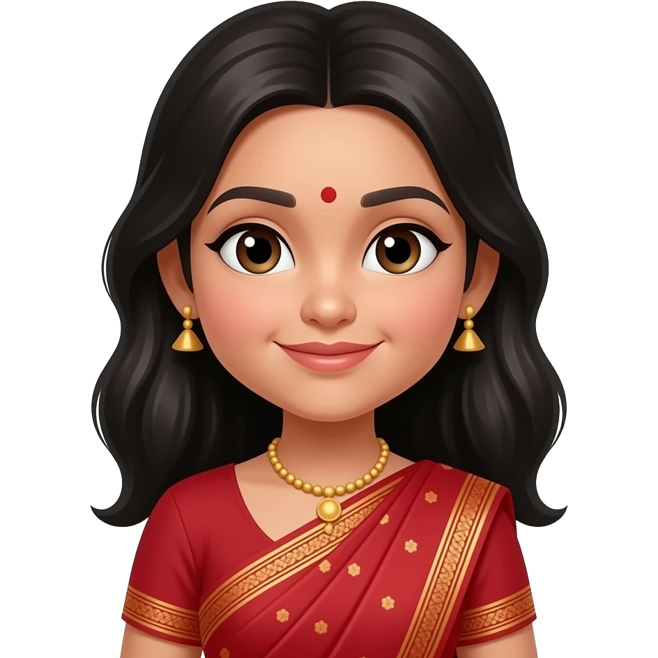 Girl look like don but also she look so cute in red saree and black heair emoji