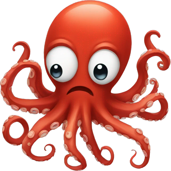 red cartoon octopus shocked emoji