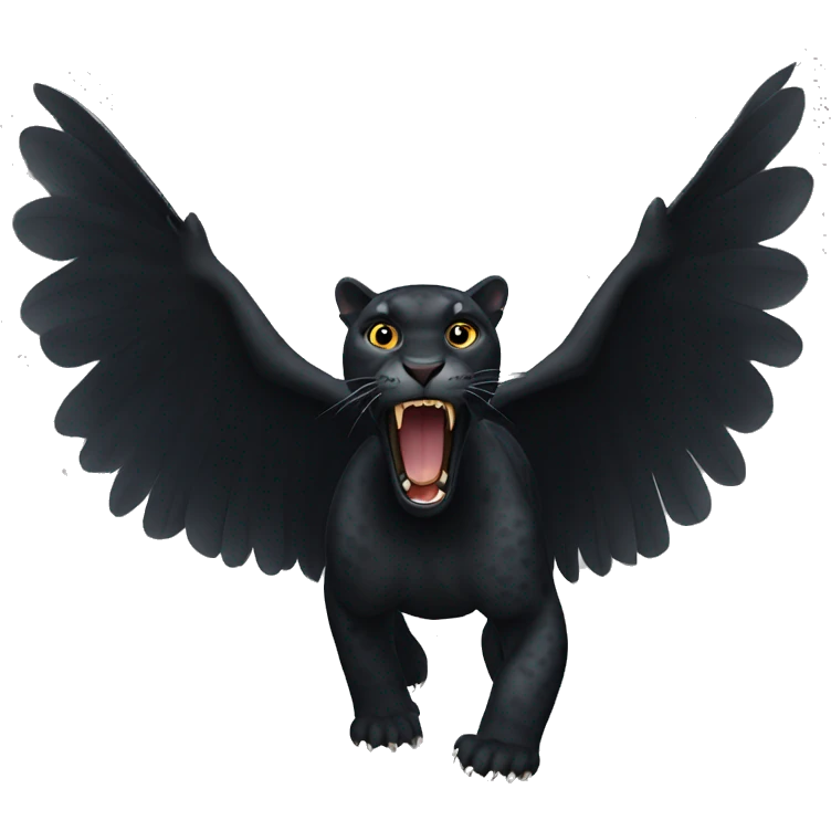 winged black leopard roaring emoji