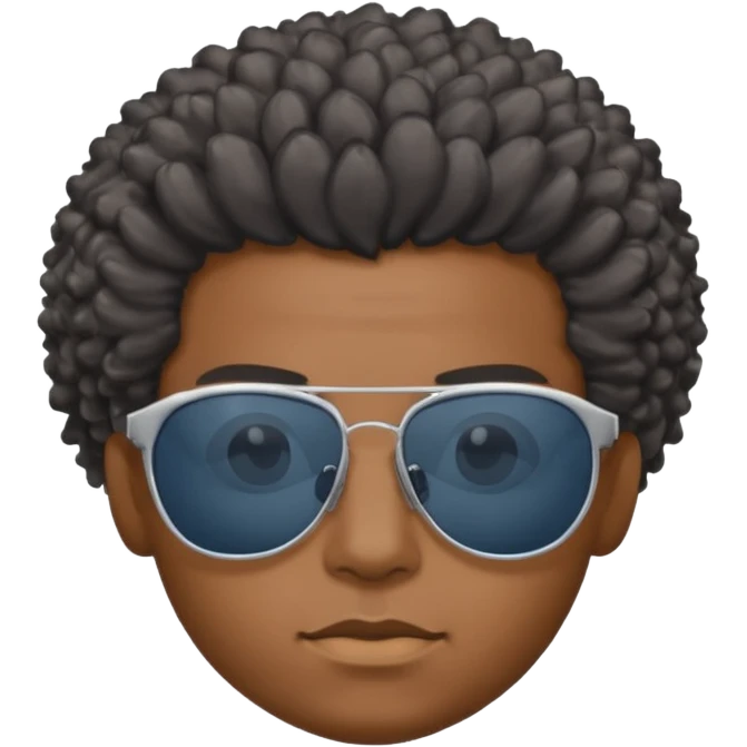 Un garçon,de couleur noir avec des lunettes de soleil grise,il a des cheveux crépus et au dessus de sa tete il est écrit BOUSS  sans qu’on voit ses yeux est ce qu’on peut mettre le même cadran de lunette que la première image et l’intérieur des lunettes en gris un peu bleu mais très foncé  emoji