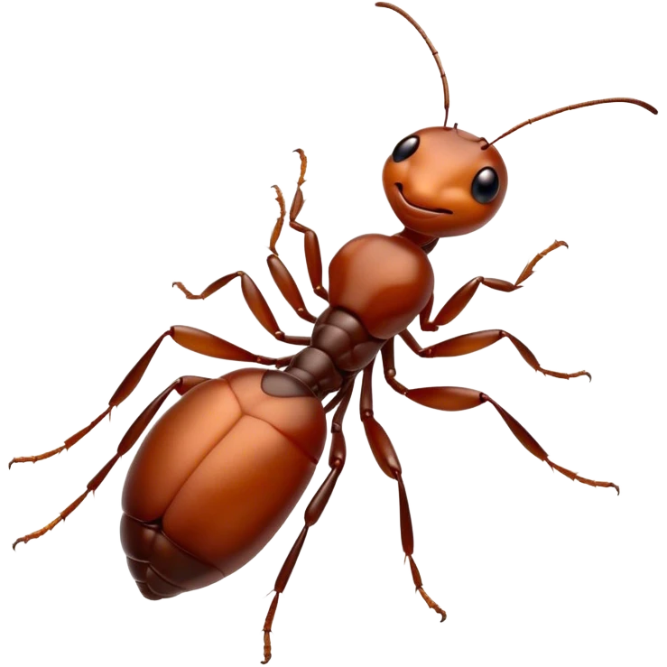Beautiful and Majestic Ant Portrait Emoji, Head and body rendered in serene repose with a gentle, content smile, showcasing a finely detailed, compact form with eyes softly closed in tranquil slumber, Simplified yet exquisitely endearing features, highly detailed, glowing with a soft, drowsy natural light, high shine, relaxed and utterly noble, stylized with an air of timeless industrious grace, soft glowing outline, capturing the essence of a majestic ant that embodies the quiet power of nature! emoji