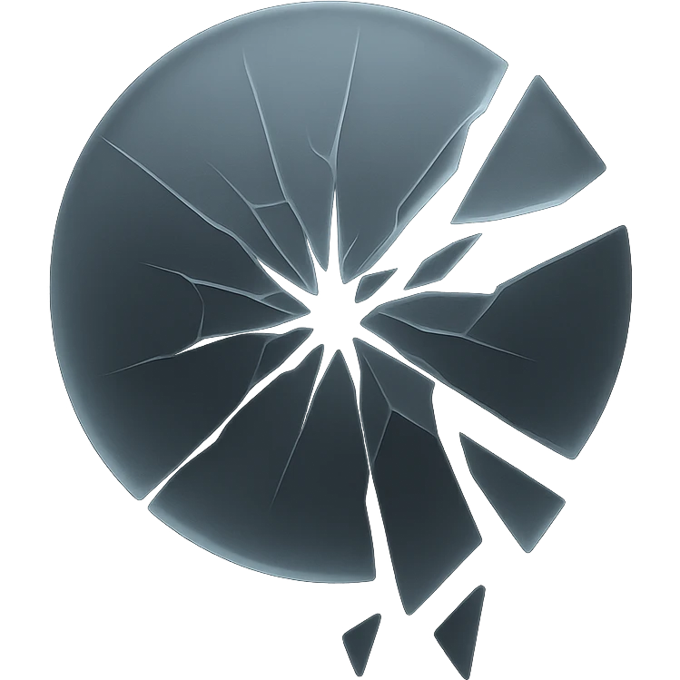 trauma visualized as shattered glass in matte glass style emoji