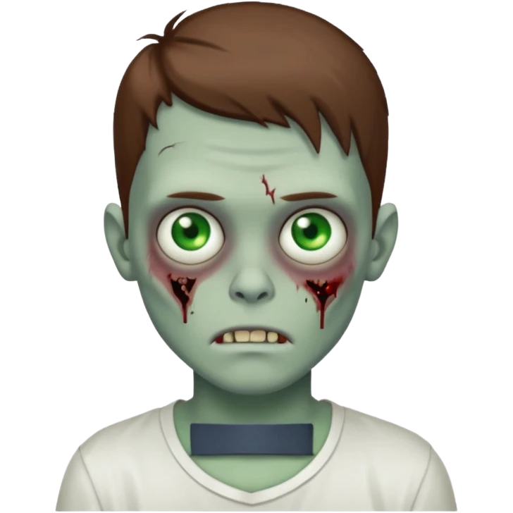 zombie boy with brown hair and white shirt emoji