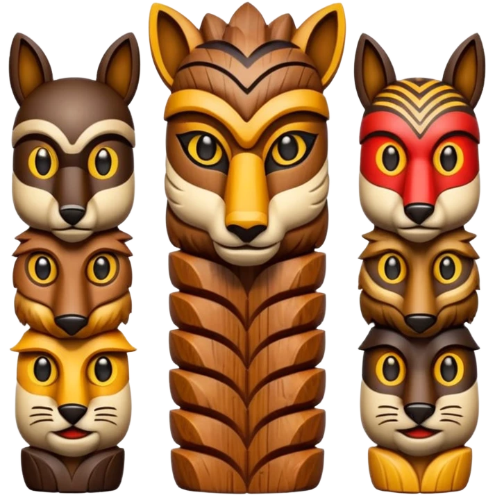 Totem – Wooden carved pole with animal faces. emoji