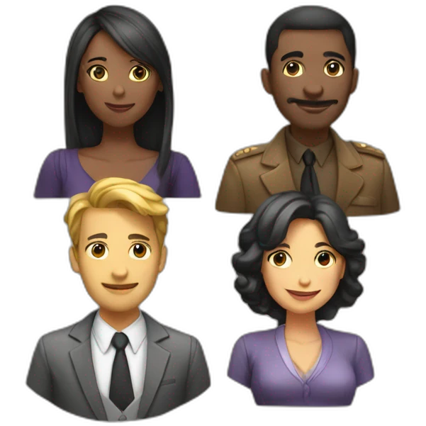 2 men and 2 women playing alias emoji
