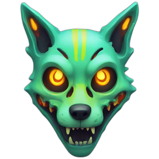 Neon Zombie skeleton fox emoji