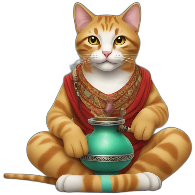 A cat with a shisha emoji