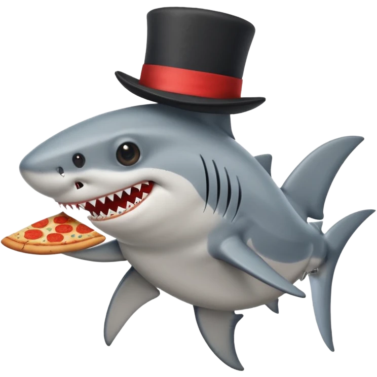 Shark with a top hat and a pizza slice  emoji