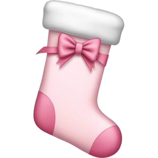  light pink Christmas stocking with bow emoji