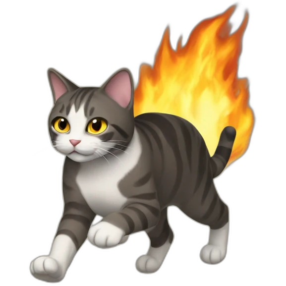 cat walking through hellfire emoji