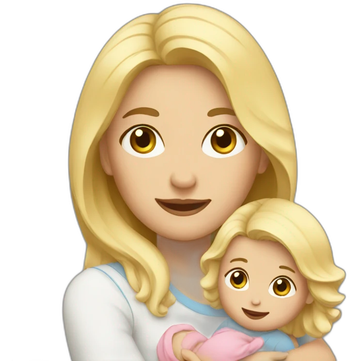blonde mother with 2 babies emoji