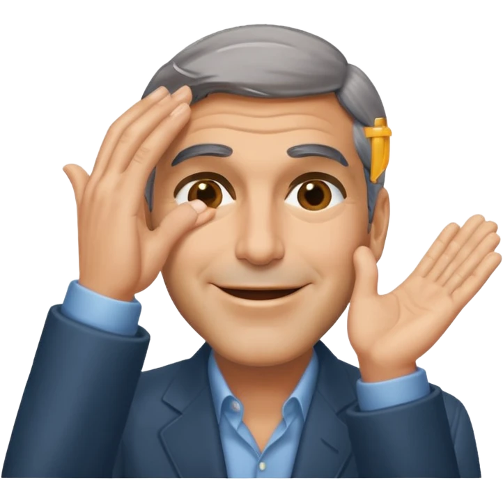 George clooney covering his eyes with his hand emoji