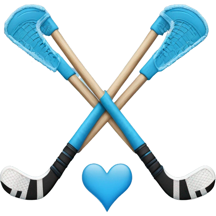 blue heart with crossed ice hockey sticks emoji