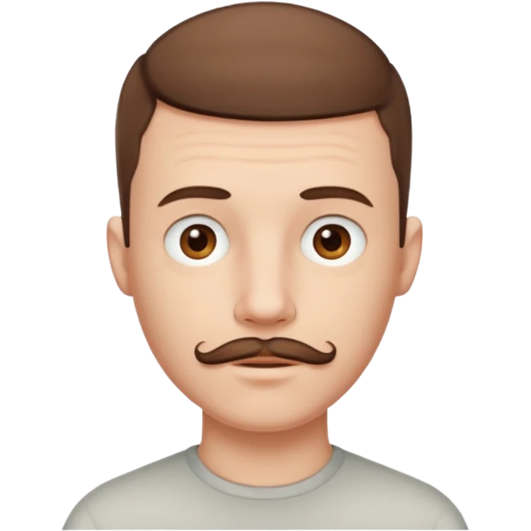 Pale man with short buzz cut brown hair with chin beard and mustache  emoji