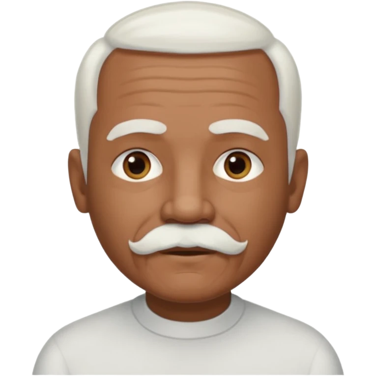 An elderly man emoji with medium-dark skin tone, short neatly trimmed white hair around the sides and back of his head, a bald top, and well-groomed facial hair — a small white mustache paired with a short rounded white goatee that frames his mouth. emoji