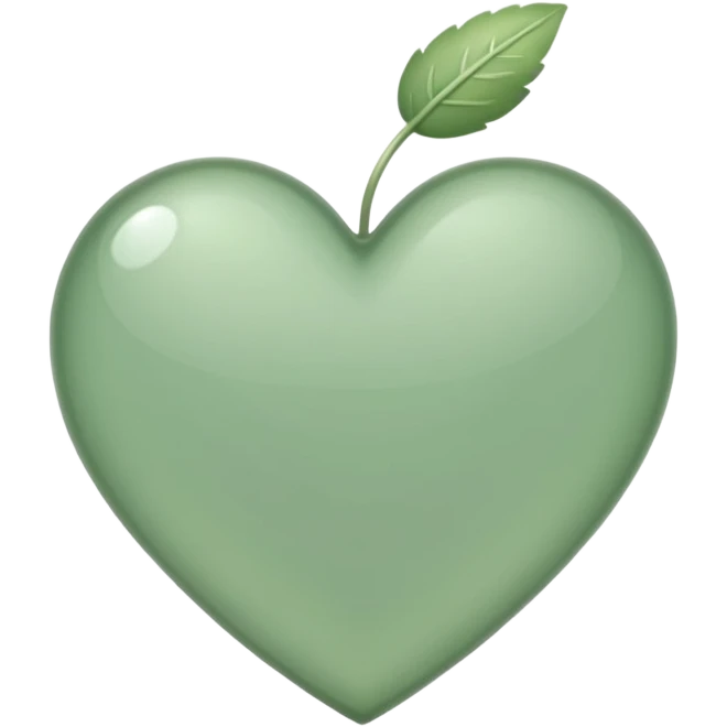sage green heart with transparent bg without highlights, more thin and narrow, basically like this 🩷 shape emoji