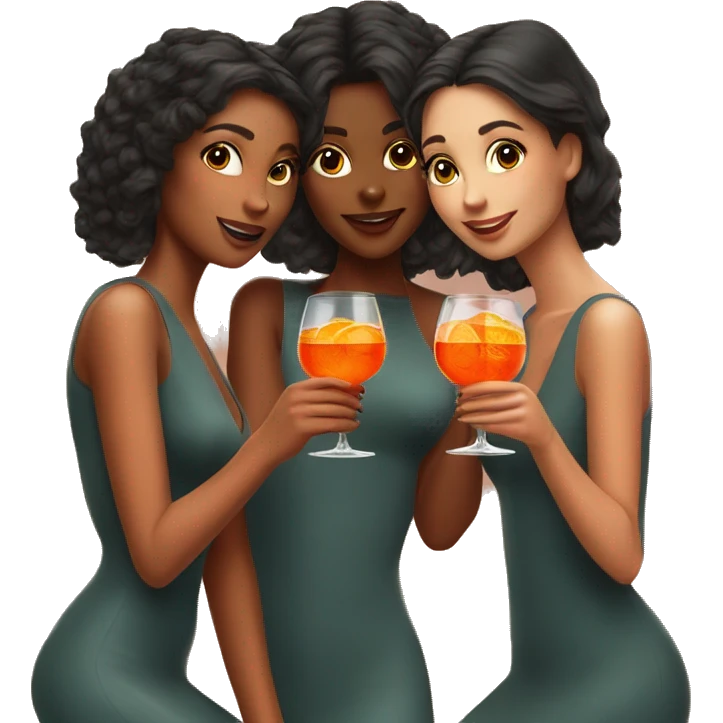 three beautiful girls drinking aperol emoji