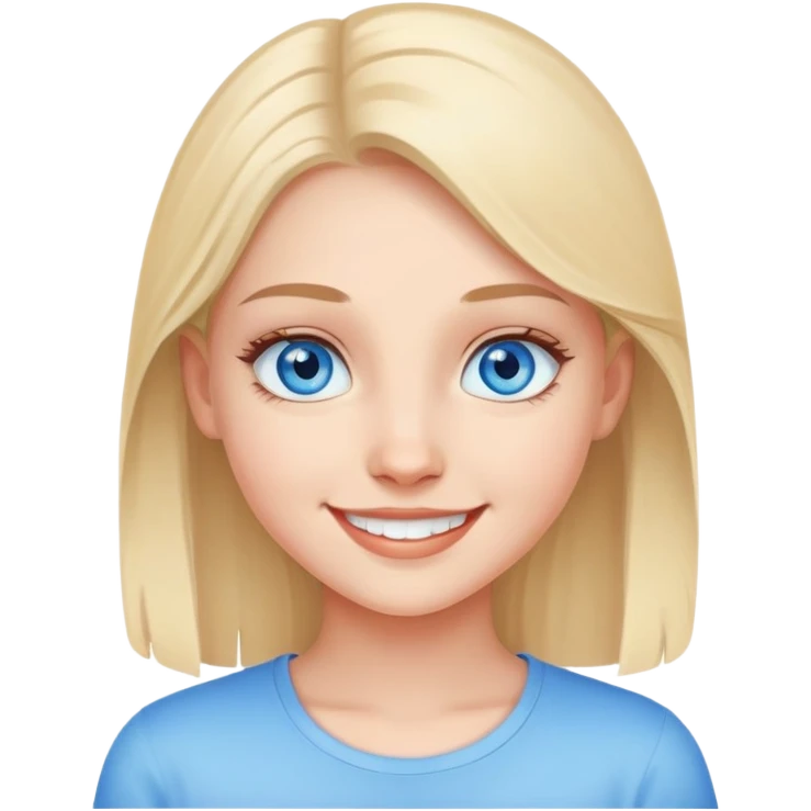 smiling girl with blue eyes young beautif emoji