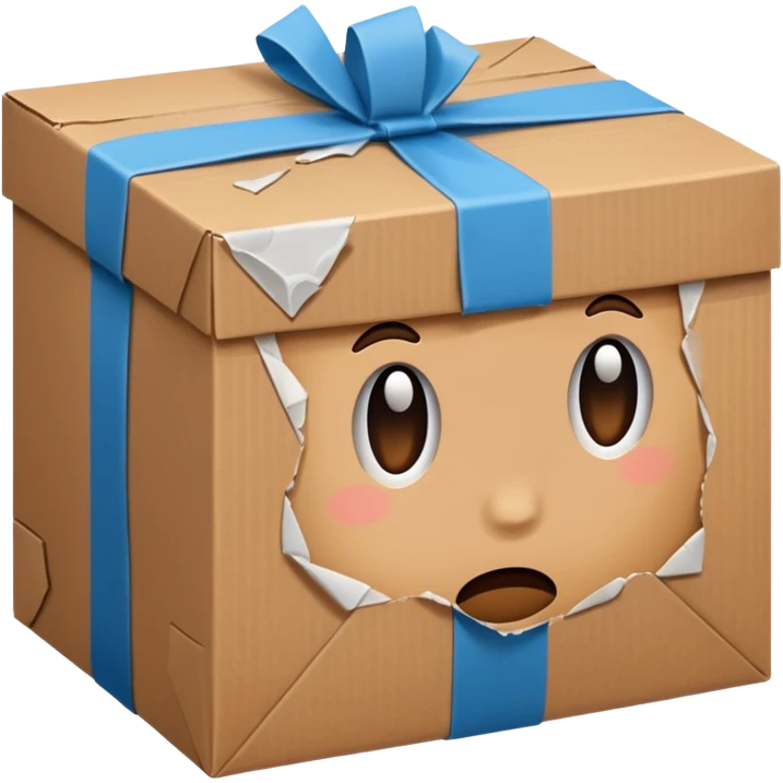 Generate a realistic emoji of a package being damaged. The emoji is simple and has no face emoji