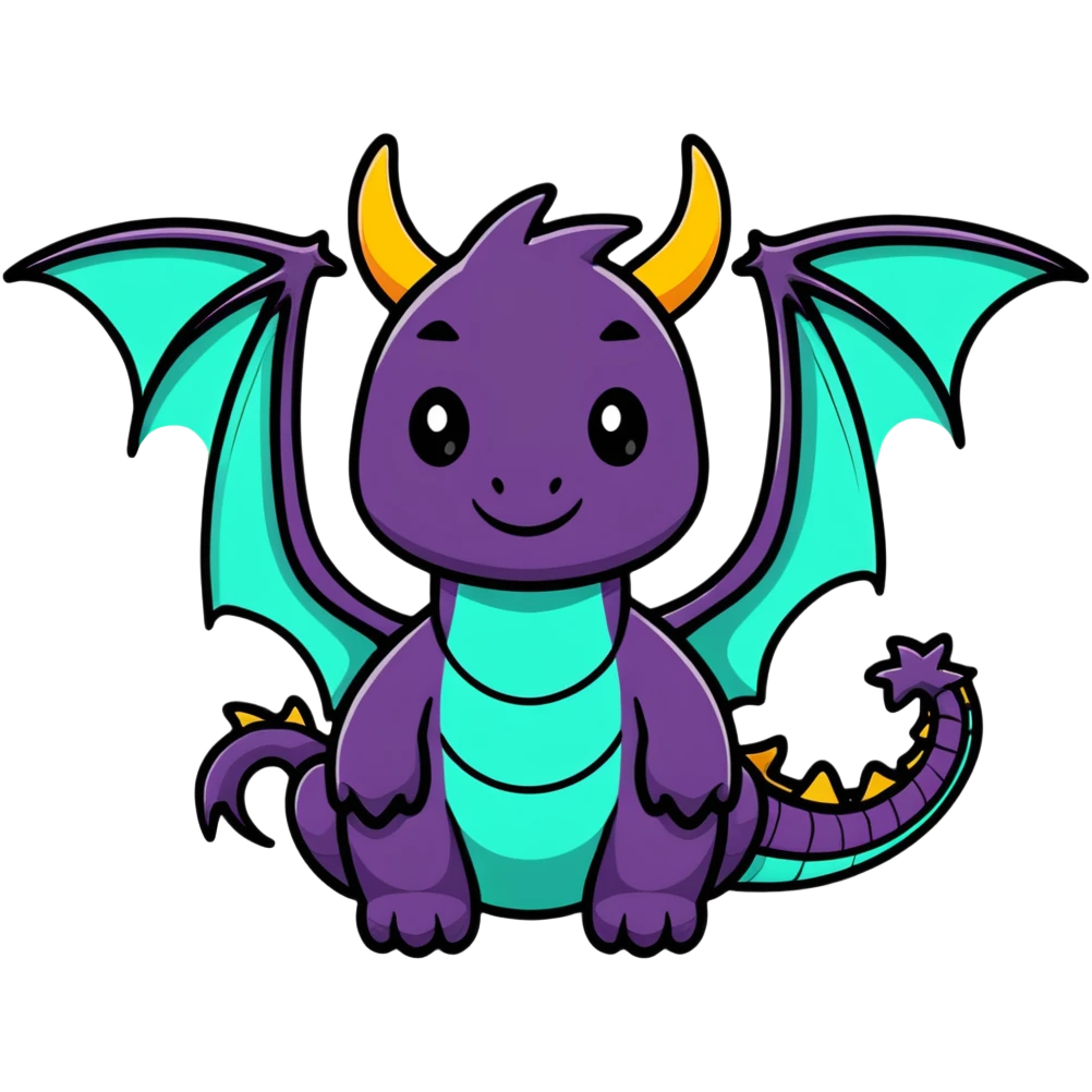 A colorful friendly cartoon dragon with wings and horns emoji