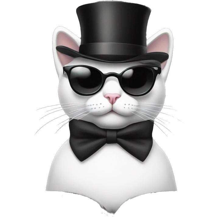Black and white cat with top hat and sunglasses emoji