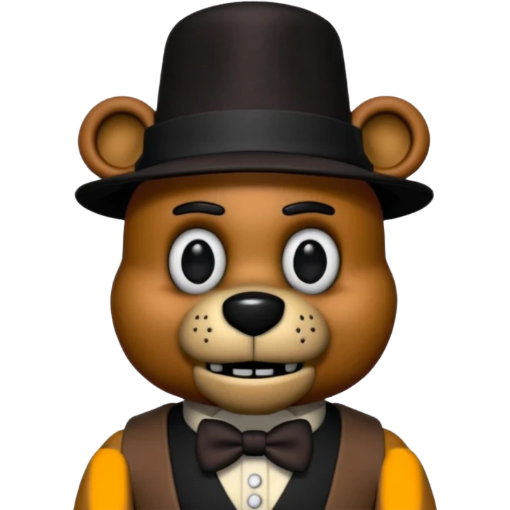 Freddy Fazbear with black and tiny hat from Five Nights At Freddy's Movie emoji