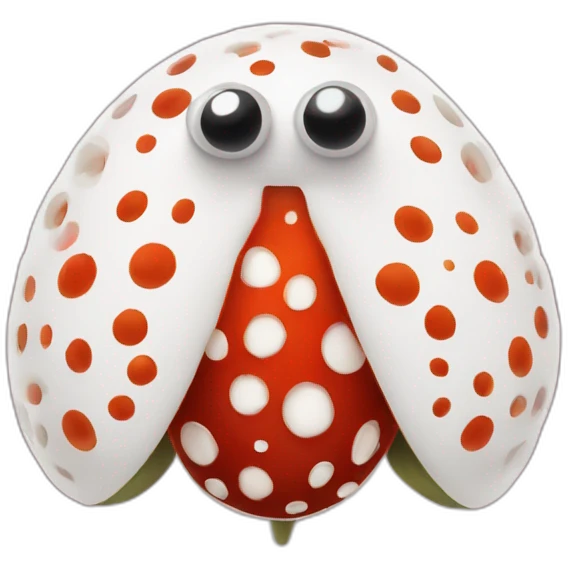 Fly agaric emoji in which white dots are replaced with eyes emoji
