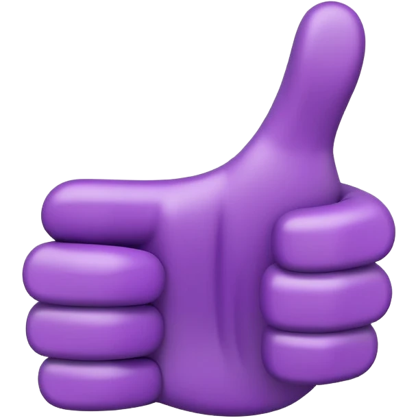 3D emoji of a purple hand showing thumbs up, soft lighting, playful and modern, branded style emoji