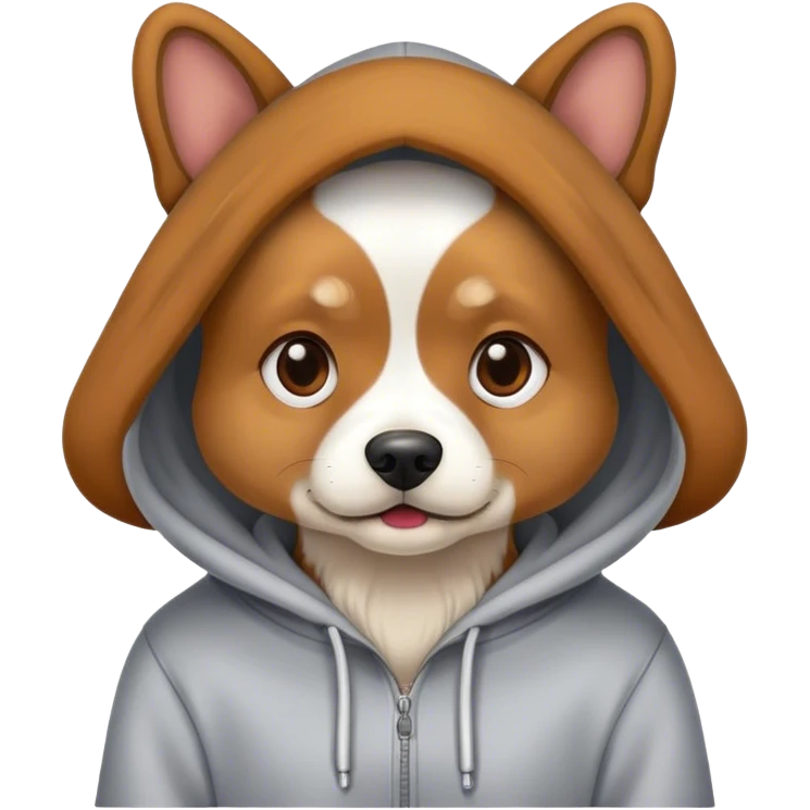 Dog wereing hoddi emoji