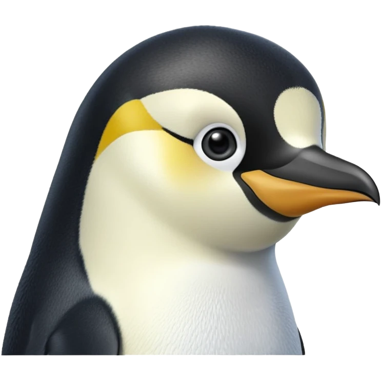 cinematic-adult-emperor-penguin-portrait-emoji,-head-tilted-playfully-and-inquisitively,-with-glossy,-pristine-plumage,-sparkling-eyes-filled-with-curiosity,-simplified-yet-irresistibly-adorable-features, black, large black eyes face emoji