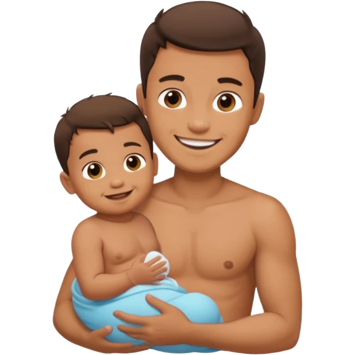 shirtless man breasting baby emoji