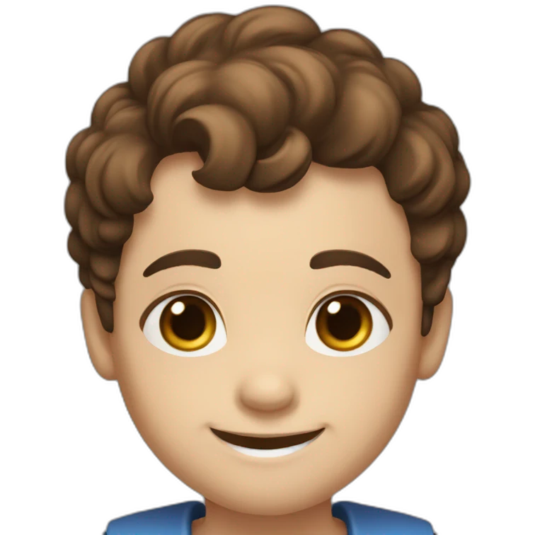 A 6 years old boy with brown hair and wide smile and chin dimples emoji