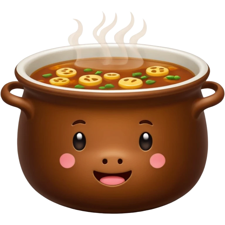 beef stock in a ceramic bowl, brown broth, no extra items, emoji style emoji