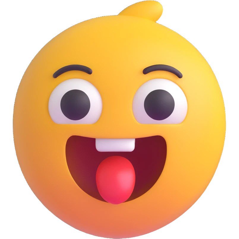 Shocked emoji in 3D style with a surprised expression, variant 2, no background, transparent background. emoji