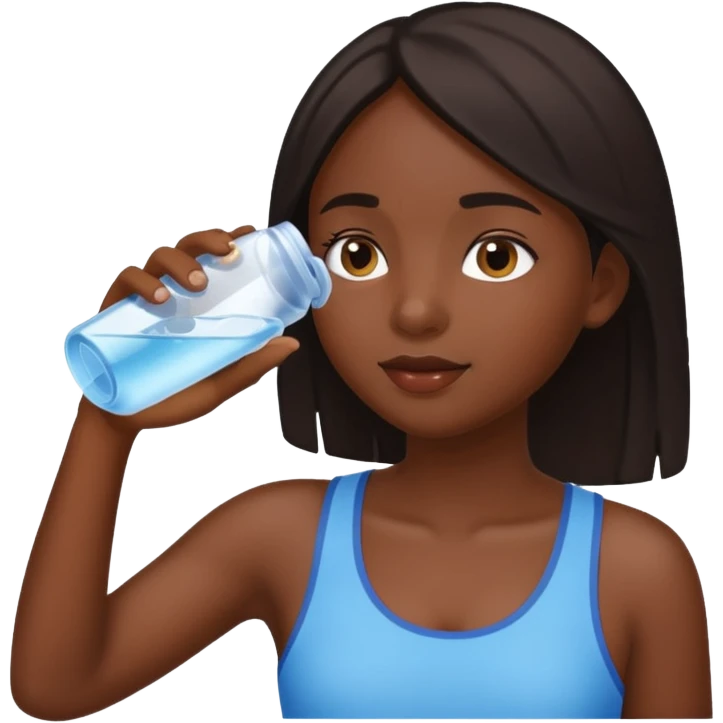 a dark skinned girl drinking water emoji