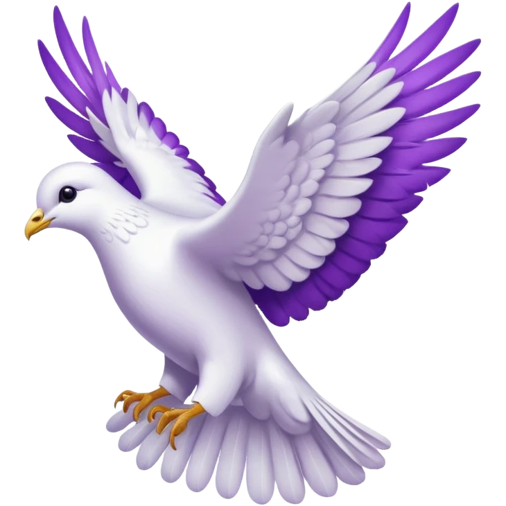 White and purple dove flying towards heaven  emoji
