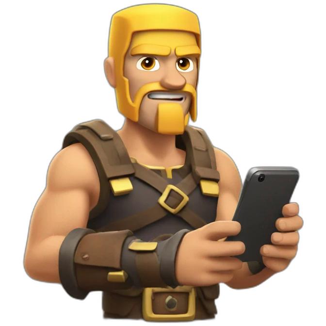 a man playing clash of clans on his phone emoji