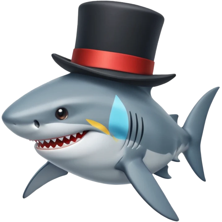 Shark with a top hat emoji