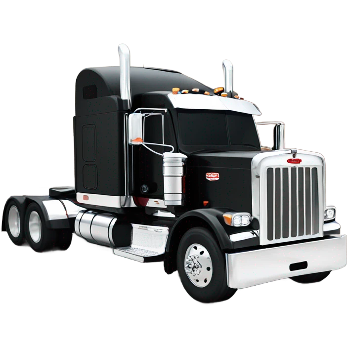 Peterbilt 389 black with red frame with flat top and slash cut exhaust stacks and dual rear tires and flat bumper emoji