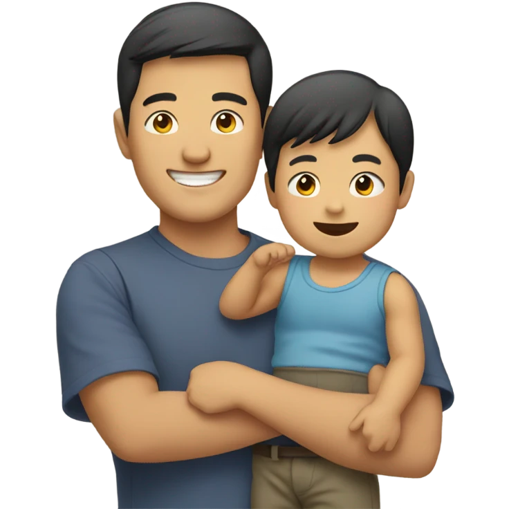 Asian man with small child emoji