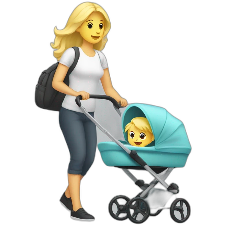 blond-woman-pushing-stroller-with-plant-baby-inside emoji