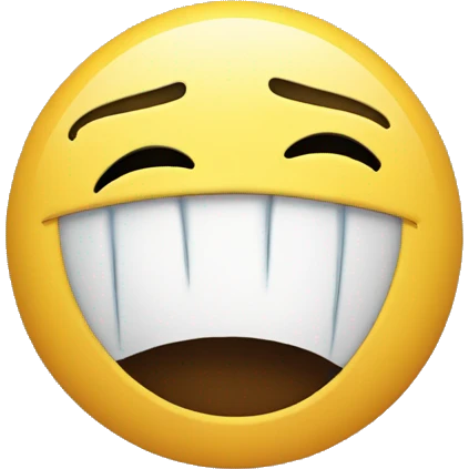 crying head but with a smile on his face that half covers his mouth  emoji