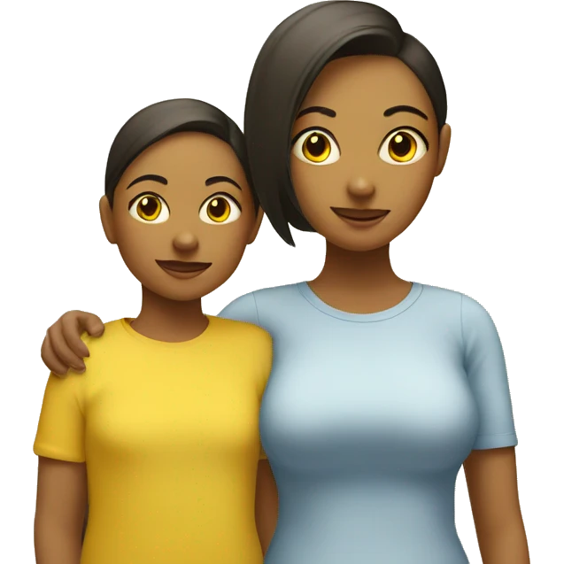 mother and daughter yellow sinbig head emoji