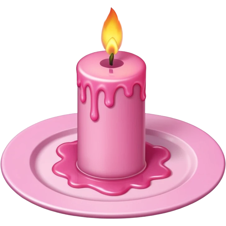 A drawing of a flaming pink candle that could be used at a romantic dinner table. The camera should be isometric at a high angle. emoji