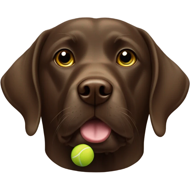 Chocolate lab with a tennis ball emoji